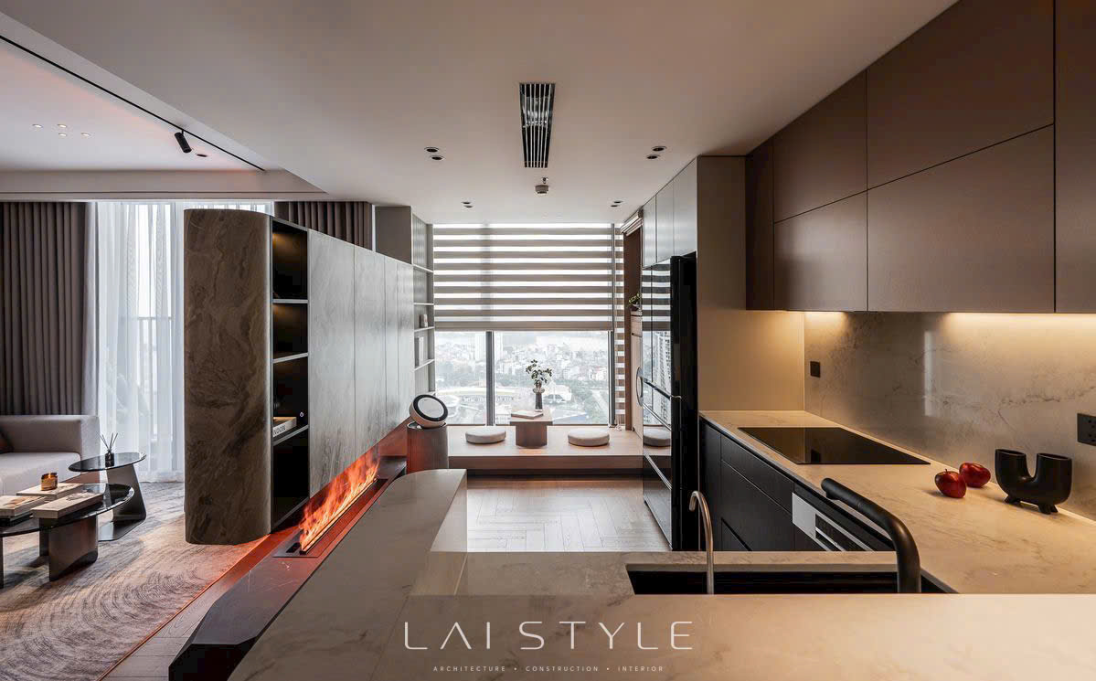Góc bếp căn hộ HAN JARDIN do LAI STYLE thiết kế và thi công